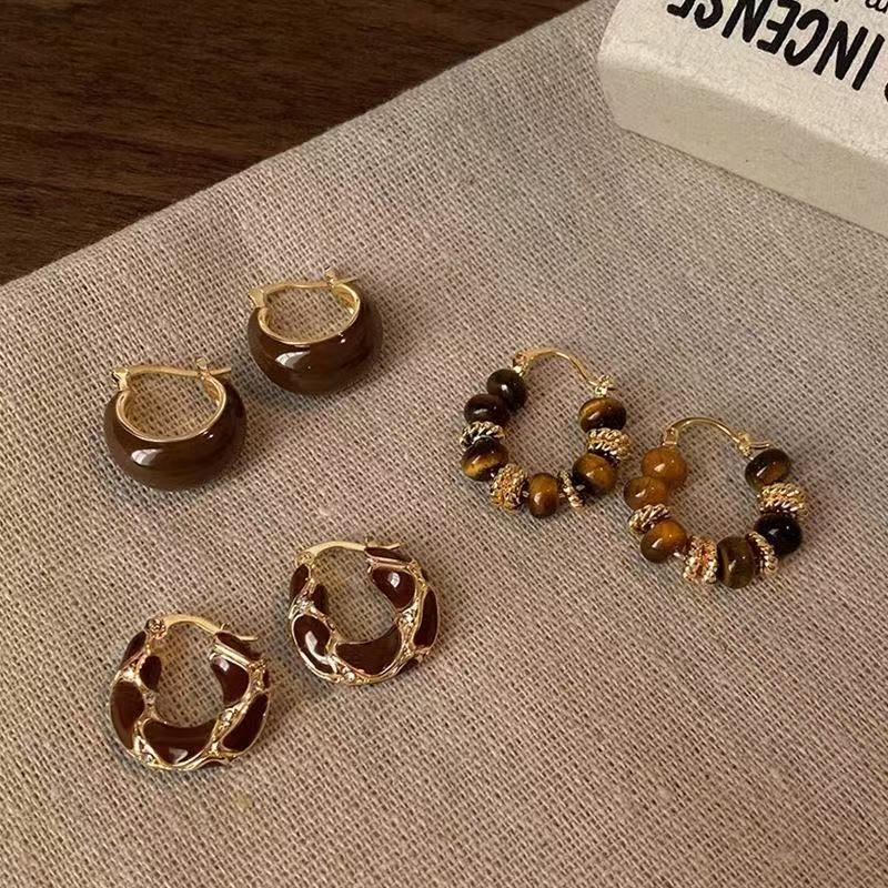 Tiger's Eye Hoop Earrings