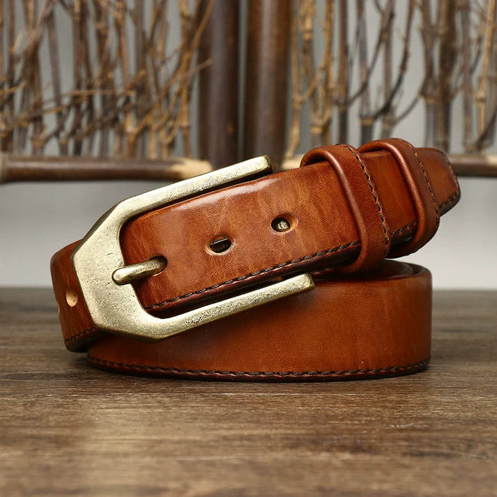 Genuine Leather Belt — Top-Grain Cowhide with Pin Buckle
