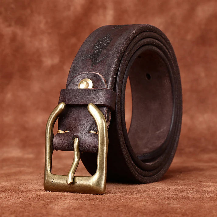 Vintage-Style Extra-Thick Genuine Top-Grain Cowhide Leather Belt