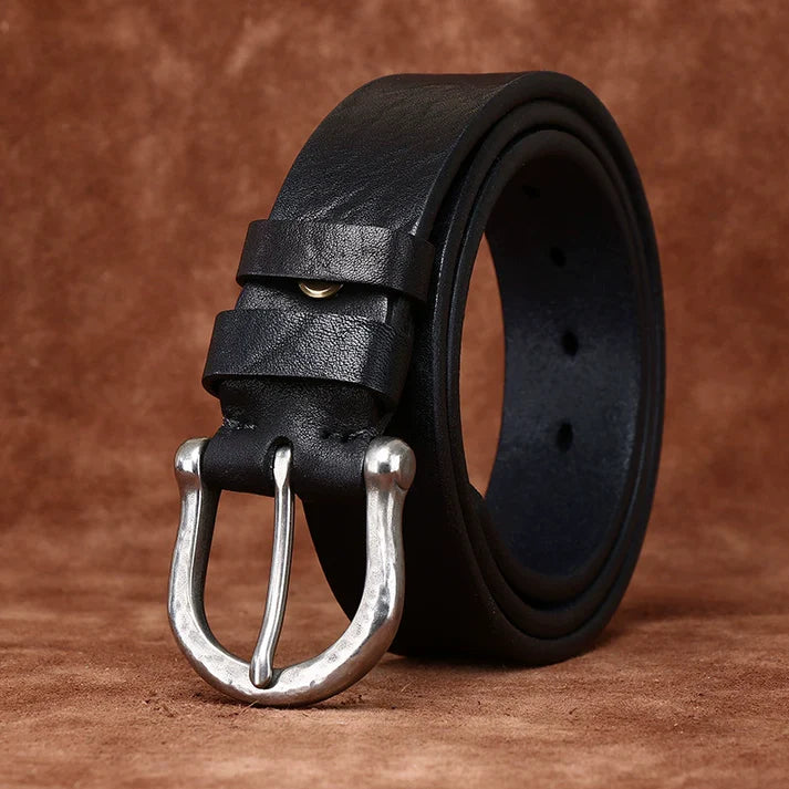 Top-Grain Cowhide — Vintage & Stylish, Horseshoe Buckle, Coarse Texture