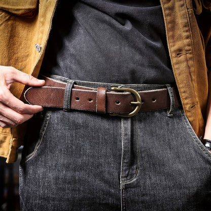 Men's Vintage Casual Wide Belt — Crafted from Top-Grain Cowhide with a Minimalist Design