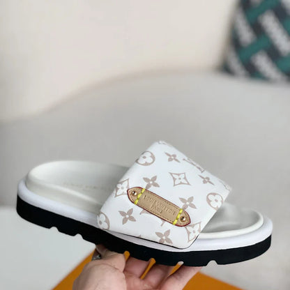 Casual Slides with White Lettering
