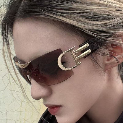 Futuristic Frameless Monoblock Sunglasses
