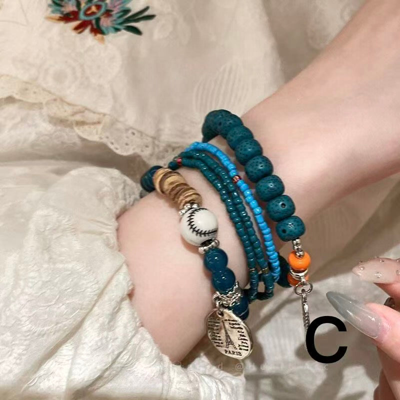 Colorful Beaded Double-Layer Bracelet — Multi-Element "Dopamine" Style