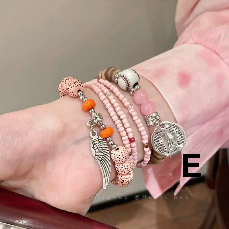 Colorful Beaded Double-Layer Bracelet — Multi-Element "Dopamine" Style