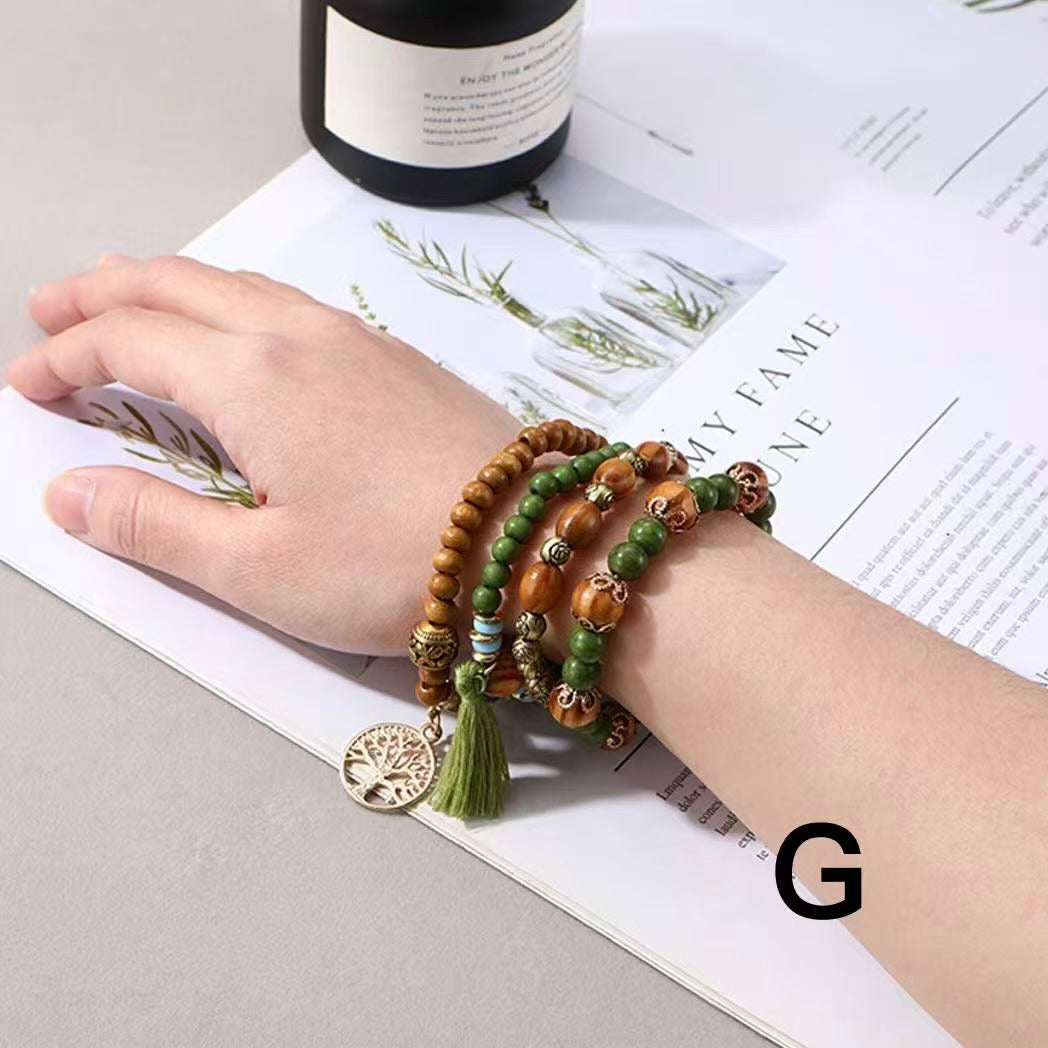 Colorful Beaded Double-Layer Bracelet — Multi-Element "Dopamine" Style