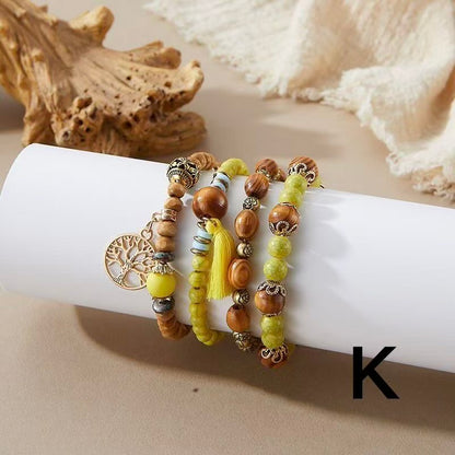 Colorful Beaded Double-Layer Bracelet — Multi-Element "Dopamine" Style