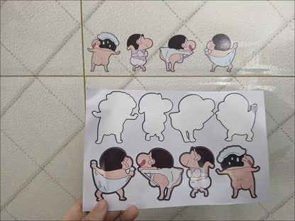 Bathroom / Room / Desktop — Cartoon DIY Stickers: Creative Handcrafted Designs