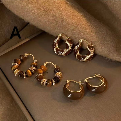 Tiger's Eye Hoop Earrings