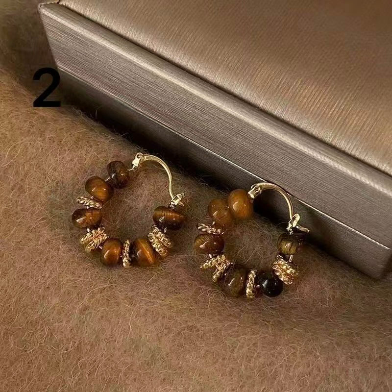 Tiger's Eye Hoop Earrings