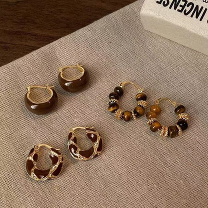 Tiger's Eye Hoop Earrings