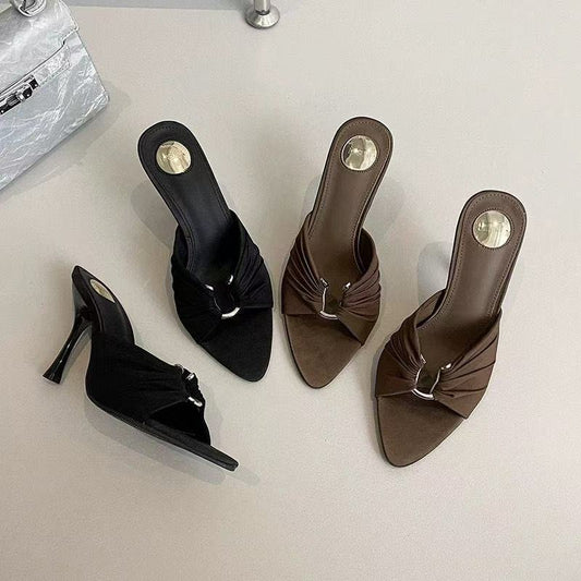 Pointed-Toe Open-Toe Stiletto Heels