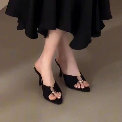 Pointed-Toe Open-Toe Stiletto Heels