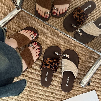 Light Luxury Ruched Slide Sandals