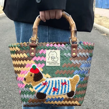 Woven Bamboo Vegetable Basket
