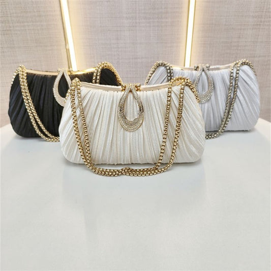 Ruched Rhinestone Handbag