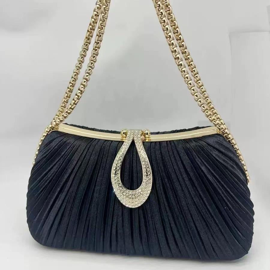 Ruched Rhinestone Handbag