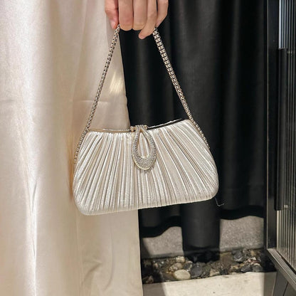 Ruched Rhinestone Handbag