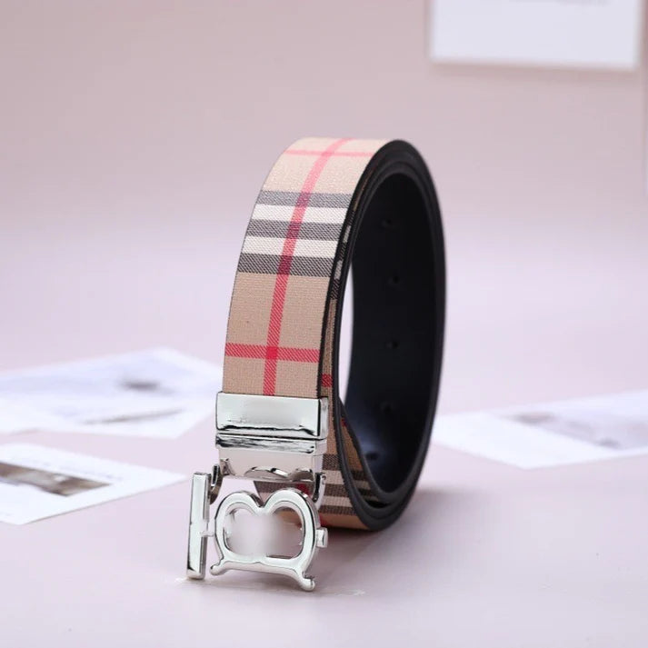 Men's Classic Plaid Auto Buckle Belt, Vintage Business Casual Waist Belt