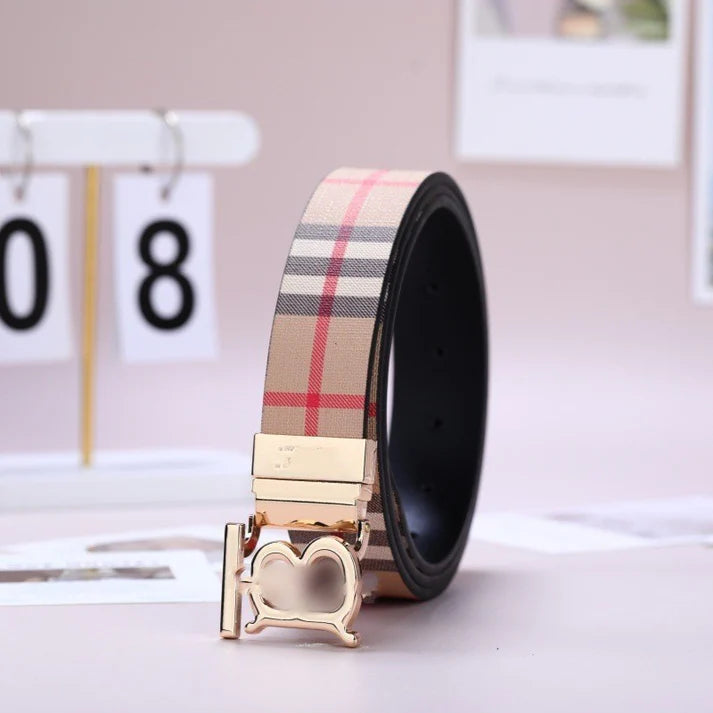 Men's Classic Plaid Auto Buckle Belt, Vintage Business Casual Waist Belt