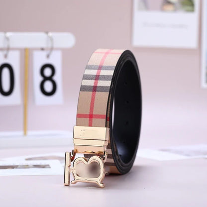 Men's Classic Plaid Auto Buckle Belt, Vintage Business Casual Waist Belt