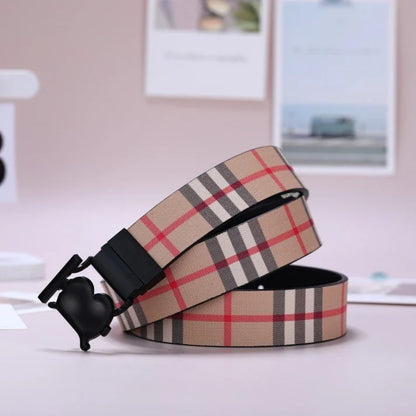 Men's Classic Plaid Auto Buckle Belt, Vintage Business Casual Waist Belt