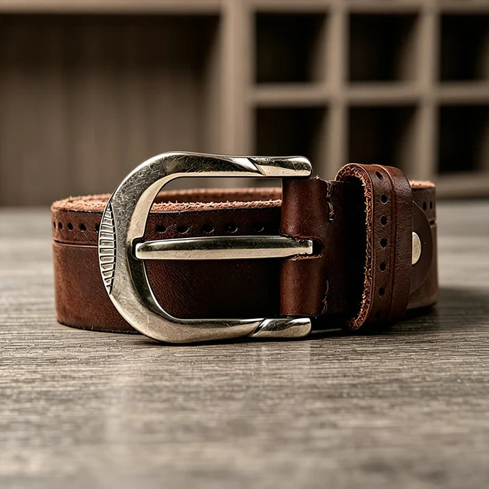 Crafted from abrasion-resistant cowhide, featuring a U-shaped design—classic and vintage.