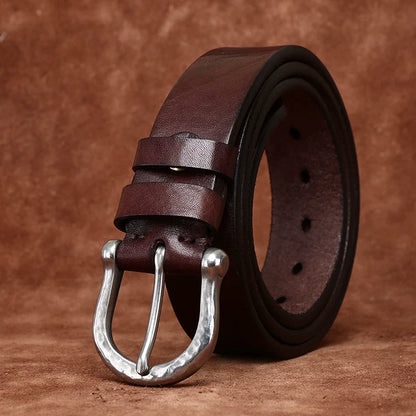 Top-Grain Cowhide — Vintage & Stylish, Horseshoe Buckle, Coarse Texture