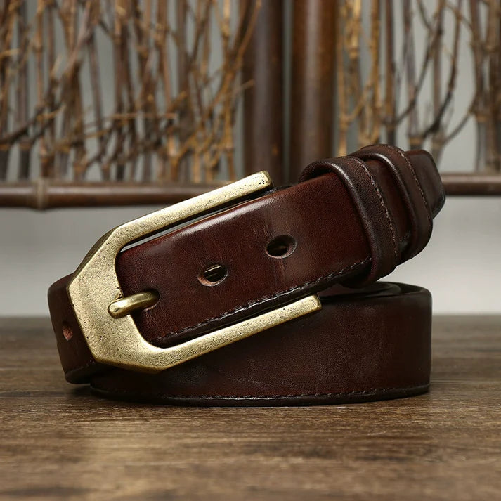 Genuine Leather Belt — Top-Grain Cowhide with Pin Buckle