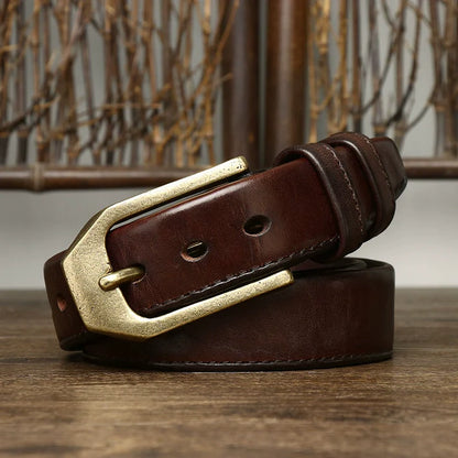 Genuine Leather Belt — Top-Grain Cowhide with Pin Buckle