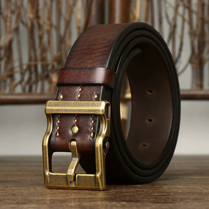 Thickened top-grain cowhide belt for men