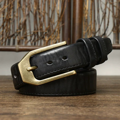 Genuine Leather Belt — Top-Grain Cowhide with Pin Buckle