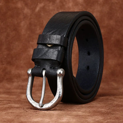 Top-Grain Cowhide — Vintage & Stylish, Horseshoe Buckle, Coarse Texture
