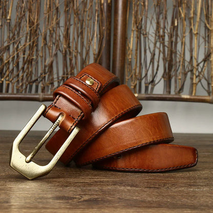 Genuine Leather Belt — Top-Grain Cowhide with Pin Buckle