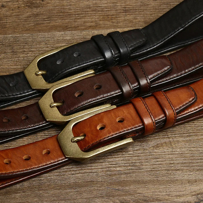Genuine Leather Belt — Top-Grain Cowhide with Pin Buckle