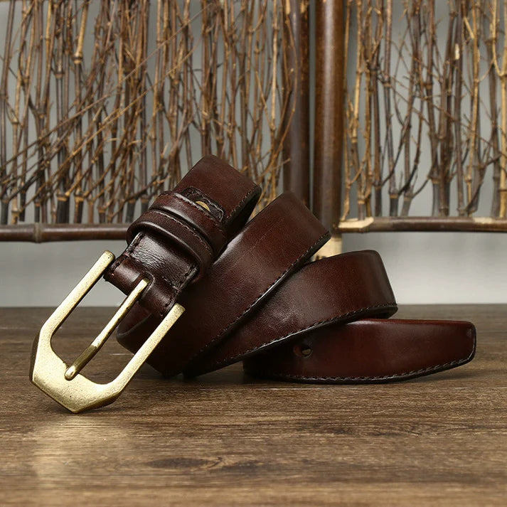 Genuine Leather Belt — Top-Grain Cowhide with Pin Buckle
