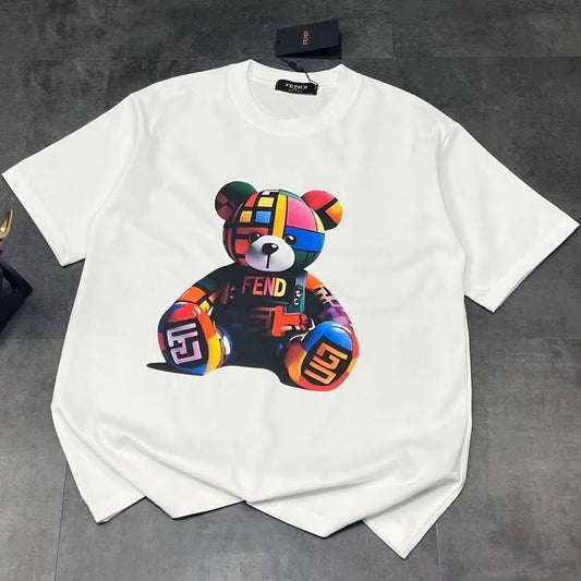 Classic Little Bear Letter T-Shirt—Stylish and Casual