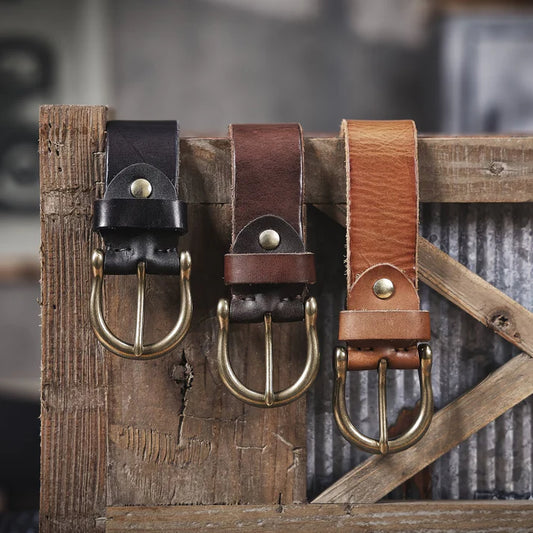 Men's Vintage Casual Wide Belt — Crafted from Top-Grain Cowhide with a Minimalist Design